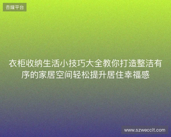 衣柜收纳生活小技巧大全教你打造整洁有序的家居空间轻松提升居住幸福感
